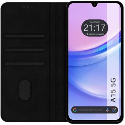 Tumundosmartphone Funda Polipiel con tarjetero para Samsung Galaxy A15 4G / 5G color Negra Tumundosmartphone Funda Polipiel con tarjetero para Samsung Galaxy A15 4G / 5G color Negra