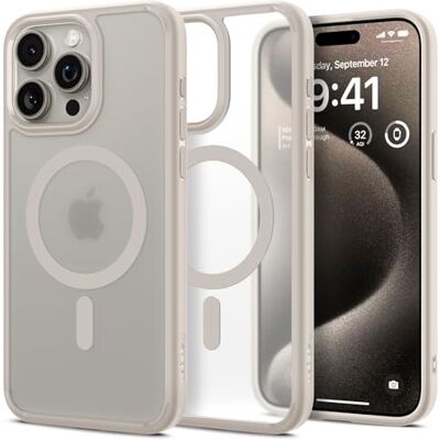 Spigen Funda Ultra Hybrid MagFit para iPhone 15 Pro Compatible con MagSafe, Titanio Natural Translúcido Spigen Funda Ultra Hybrid MagFit para iPhone 15 Pro Compatible con MagSafe, Titanio Natural Translúcido