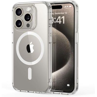 ESR Classic Hybrid Funda para iPhone 15 Pro, Transparente Antiamarilleo duradero, Ultrafino, Compatible con MagSafe, Protección militar 3X, Funda Magnética, Resistente a rayones ESR Classic Hybrid Funda para iPhone 15 Pro, Transparente Antiamarilleo duradero, Ultrafino, Compatible con MagSafe, Protección militar 3X, Funda Magnética, Resistente a rayones