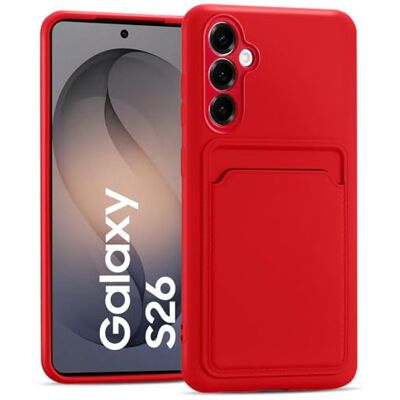 Verco Funda para Samsung Galaxy S26 Case Silicona, Teléfono Móvil Cover con Tarjetero Funda Delgada para Samsung S26 5G Funda Rojo Verco Funda para Samsung Galaxy S26 Case Silicona, Teléfono Móvil Cover con Tarjetero Funda Delgada para Samsung S26 5G Funda Rojo