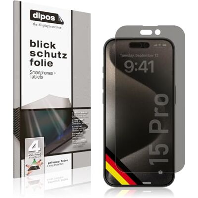 dipos Protector de Pantalla Antiespía para Apple iPhone 15 Pro dipos Protector de Pantalla Antiespía para Apple iPhone 15 Pro