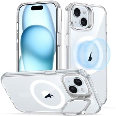 ESR Classic Hybrid Funda para iPhone 15 con Soporte Flex, Transparente Antiamarilleo duradero, Soporte cámara, Compatible con MagSafe, Protección militar 3X, Funda Magnética, Resistente a rayones ESR Classic Hybrid Funda para iPhone 15 con Soporte Flex, Transparente Antiamarilleo duradero, Soporte cámara, Compatible con MagSafe, Protección militar 3X, Funda Magnética, Resistente a rayones