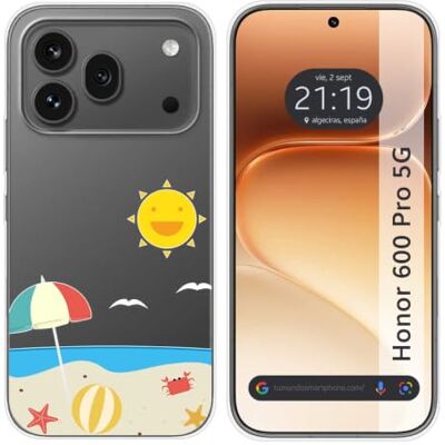 Tumundosmartphone Funda Silicona Transparente para Huawei Honor 600 Pro 5G diseño Playa Dibujos Tumundosmartphone Funda Silicona Transparente para Huawei Honor 600 Pro 5G diseño Playa Dibujos