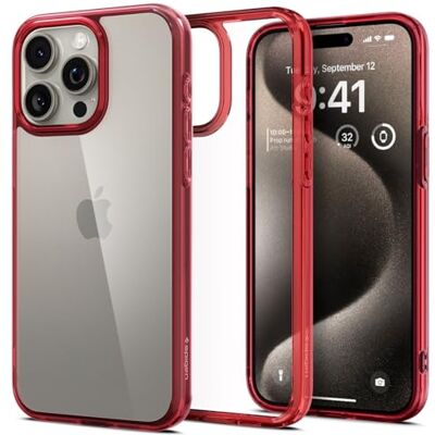 Spigen Funda Ultra híbrida Compatible con iPhone 15 Pro MAX, Color Rojo Oscuro Spigen Funda Ultra híbrida Compatible con iPhone 15 Pro MAX, Color Rojo Oscuro