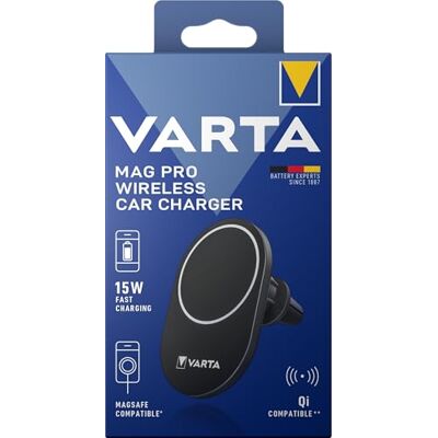 Varta Mag Pro Wireless Car Charger 15 W (Smartphone-Halterung und kabelloses Ladegerät in einem, MagSafe-kompatibel, Qi-kompatibel) inkl. Autohalterung und USB-Typ-C-Kabel, schwarz Varta Mag Pro Wireless Car Charger 15 W (Smartphone-Halterung und kabelloses Ladegerät in einem, MagSafe-kompatibel, Qi-kompatibel) inkl. Autohalterung und USB-Typ-C-Kabel, schwarz