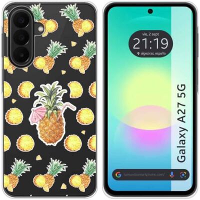 Tumundosmartphone Funda Silicona Transparente para Samsung Galaxy A27 5G diseño Piña Dibujos Tumundosmartphone Funda Silicona Transparente para Samsung Galaxy A27 5G diseño Piña Dibujos