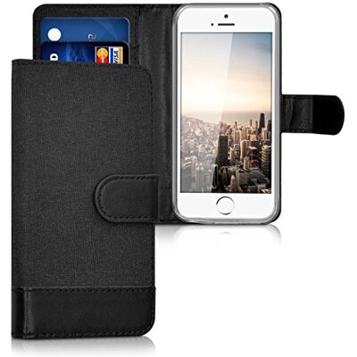 kwmobile Carcasa Compatible con Apple iPhone SE (1.ª Gen. 2016) / iPhone 5 / 5S Funda Protectora con Tapa Tarjetero y Soporte Antracita/Negro kwmobile Carcasa Compatible con Apple iPhone SE (1.ª Gen. 2016) / iPhone 5 / 5S Funda Protectora con Tapa Tarjetero y Soporte Antracita/Negro