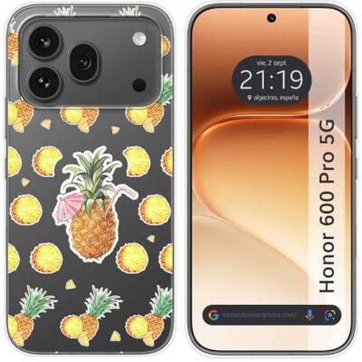 Tumundosmartphone Funda Silicona Transparente para Huawei Honor 600 Pro 5G diseño Piña Dibujos Tumundosmartphone Funda Silicona Transparente para Huawei Honor 600 Pro 5G diseño Piña Dibujos