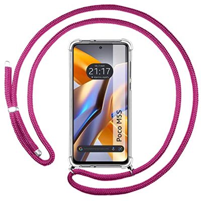 Tumundosmartphone Funda Colgante Transparente para Xiaomi Poco M5s con Cordon Rosa Fucsia Tumundosmartphone Funda Colgante Transparente para Xiaomi Poco M5s con Cordon Rosa Fucsia