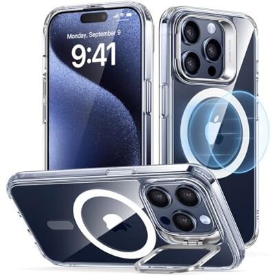 ESR Classic Hybrid Funda para iPhone 15 Pro con Soporte Flex, Transparente Antiamarilleo duradero, Soporte cámara, Compatible con MagSafe, Protección militar 3X, Funda Magnética, Resistente a rayones ESR Classic Hybrid Funda para iPhone 15 Pro con Soporte Flex, Transparente Antiamarilleo duradero, Soporte cámara, Compatible con MagSafe, Protección militar 3X, Funda Magnética, Resistente a rayones