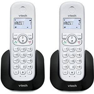 VTech CS1501 Teléfono inalámbrico casa duo, DECT Con doble carga Teléfono Fijo Escucha extra fuerte Manos Libres Bloqueo y identificador de llamadas Pantalla y teclado retroiluminados Blanco VTech CS1501 Teléfono inalámbrico casa duo, DECT Con doble carga Teléfono Fijo Escucha extra fuerte Manos Libres Bloqueo y identificador de llamadas Pantalla y teclado retroiluminados Blanco