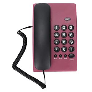 Yunseity Teléfono con Cable, Teléfono Fijo, Teléfono de Escritorio, sin Batería, Color único, Teléfonos Fijos de Oficina para el Hogar(Rosa roja)