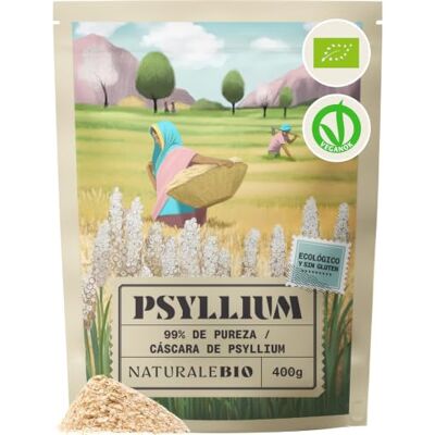 NaturaleBio Cáscaras de Psyllium Bio 99% Pureza Analizadas y Sin Gluten 400 g. Cáscaras de psyllium puras, no polvo, para agua, zumo, yogur, smoothies y repostería sin gluten. NaturaleBio Cáscaras de Psyllium Bio 99% Pureza Analizadas y Sin Gluten 400 g. Cáscaras de psyllium puras, no polvo, para agua, zumo, yogur, smoothies y repostería sin gluten.