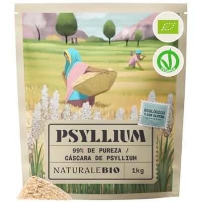 NaturaleBio Cáscaras de Psyllium Bio 99% Pureza Analizadas y Sin Gluten 1 kg. Cáscaras de psyllium puras, no polvo, para agua, zumo, yogur, smoothies y repostería sin gluten. NaturaleBio Cáscaras de Psyllium Bio 99% Pureza Analizadas y Sin Gluten 1 kg. Cáscaras de psyllium puras, no polvo, para agua, zumo, yogur, smoothies y repostería sin gluten.
