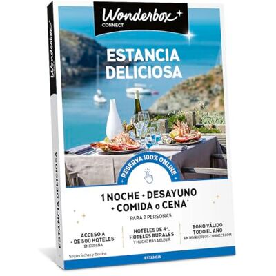 WONDERBOX Cofre Regalo Estancia Deliciosa para 2 Personas 1 noche en media pensión Escapada para parejas Regalar experiencias Hoteles en España con comida o cena incluida WONDERBOX Cofre Regalo Estancia Deliciosa para 2 Personas 1 noche en media pensión Escapada para parejas Regalar experiencias Hoteles en España con comida o cena incluida
