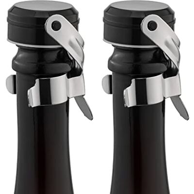 WOTOR tapon botella cava, tapon champán, tapones vino, a prueba de fugas y ahorro de retención de burbujas que mantiene el vino y el champán frescos, paquetes de 2 (Plata) WOTOR tapon botella cava, tapon champán, tapones vino, a prueba de fugas y ahorro de retención de burbujas que mantiene el vino y el champán frescos, paquetes de 2 (Plata)