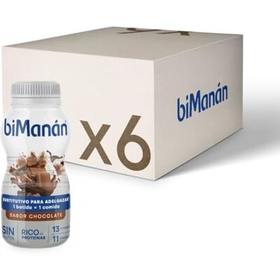 BiManán Batido Sustitutivo de Comidas para el Control de Peso, Sabor Chocolate, Sin Gluten, Rico en Proteína, con 13 Vitaminas y 11 Minerales, Pack de 6 Unidades BiManán Batido Sustitutivo de Comidas para el Control de Peso, Sabor Chocolate, Sin Gluten, Rico en Proteína, con 13 Vitaminas y 11 Minerales, Pack de 6 Unidades