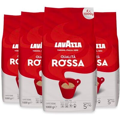 Lavazza Paquete de 4 bolsas de 1 kg de café en grano Qualita Rossa de Lavazza Paquete de 4 bolsas de 1 kg de café en grano Qualita Rossa de