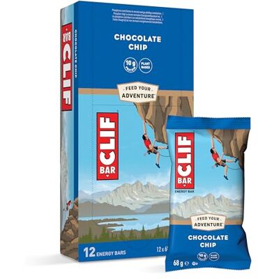 CLIF Bar Barritas Energéticas Chocolate Chip Barrita de Proteína Vegetal para Correr, Entrenar para Maratones, Ciclismo y Deportes de Resistencia Snack Energético Natural 12 x 68 g CLIF Bar Barritas Energéticas Chocolate Chip Barrita de Proteína Vegetal para Correr, Entrenar para Maratones, Ciclismo y Deportes de Resistencia Snack Energético Natural 12 x 68 g