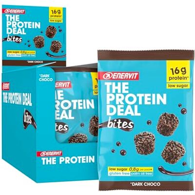 ENERVIT , Bocados de Proteína con Chocolate Negro y Pepitas de Soja, Porción Individual, 16 Gramos de Proteína para Mantener el Tono Muscular, Sin Gluten, Pack de 10 Minipaquetes de 53 Gramos. ENERVIT , Bocados de Proteína con Chocolate Negro y Pepitas de Soja, Porción Individual, 16 Gramos de Proteína para Mantener el Tono Muscular, Sin Gluten, Pack de 10 Minipaquetes de 53 Gramos.