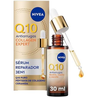 NIVEA Q10 Collagen Expert sérum antiarrugas reparador 3 en 1, 30 ml Reduce la apariencia de arrugas y líneas de expresión, sérum de rápida absorción, fórmula ligera, para todo tipo de pieles NIVEA Q10 Collagen Expert sérum antiarrugas reparador 3 en 1, 30 ml Reduce la apariencia de arrugas y líneas de expresión, sérum de rápida absorción, fórmula ligera, para todo tipo de pieles