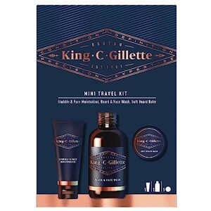 King C Gillette Mini Kit De Viaje Set De RegaloEsenciales Para El Cuidado De La Barba: Crema Hidratante Para Rostro Y Barba Incipiente 30 ml + Gel Limpiador Para Barba 60 ml + Bálsamo Para Barba 25 ml King C Gillette Mini Kit De Viaje Set De RegaloEsenciales Para El Cuidado De La Barba: Crema Hidratante Para Rostro Y Barba Incipiente 30 ml + Gel Limpiador Para Barba 60 ml + Bálsamo Para Barba 25 ml