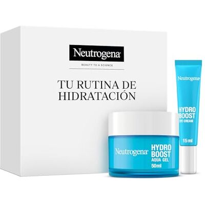 Neutrogena Rutina Hydro Boost, pack con Gel de Agua hidratante facial (50 ml) y Contorno de Ojos antifatiga (15 ml), set con Ácido Hialurónico para 72 h de hidratación Neutrogena Rutina Hydro Boost, pack con Gel de Agua hidratante facial (50 ml) y Contorno de Ojos antifatiga (15 ml), set con Ácido Hialurónico para 72 h de hidratación