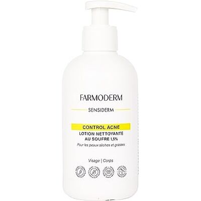 FARMODERM CONTROL DE ACNÉ Limpiador al azufre Piel grasa y anti-impurezas Antiespinillas y puntos negros para cara, espalda, cuerpo 300ml con dosificador FARMODERM CONTROL DE ACNÉ Limpiador al azufre Piel grasa y anti-impurezas Antiespinillas y puntos negros para cara, espalda, cuerpo 300ml con dosificador