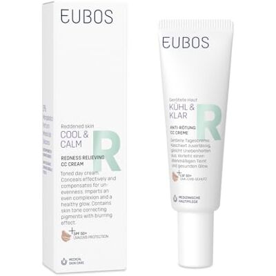 EUBOS CREMA CC ANTIRROJECES DE CALMA Y FRESCOR: crema de día con color para la rosácea y la cupe-rosis Para un cutis uniforme Reduce las rojeces Con FPS 50+ Vegana 30ml EUBOS CREMA CC ANTIRROJECES DE CALMA Y FRESCOR: crema de día con color para la rosácea y la cupe-rosis Para un cutis uniforme Reduce las rojeces Con FPS 50+ Vegana 30ml