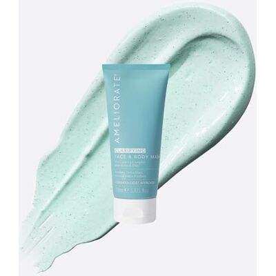 AMELIORATE Clarifying Face and Body Mask 100ml Detox Clay Treatment for Blemish-Prone, Congested Skin Exfoliates & Reduces Redness with AHAs For Face & Body Dermatologically Approved AMELIORATE Clarifying Face and Body Mask 100ml Detox Clay Treatment for Blemish-Prone, Congested Skin Exfoliates & Reduces Redness with AHAs For Face & Body Dermatologically Approved