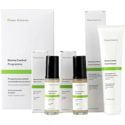 Thader Th Pharma Thader Pharma Derma Control Pack Programa especial para pieles con tendencia al acné: Gel limpiador 100 ml + Sérum de día 30 ml + Sérum de noche 30 ml Thader Th Pharma Thader Pharma Derma Control Pack Programa especial para pieles con tendencia al acné: Gel limpiador 100 ml + Sérum de día 30 ml + Sérum de noche 30 ml
