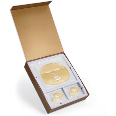 KEDMA Set de Mascarillas para Rostro y Ojos con Oro 24K y Colágeno Reducción de Arrugas y Luminosidad 16x80g & 16x12g KEDMA Set de Mascarillas para Rostro y Ojos con Oro 24K y Colágeno Reducción de Arrugas y Luminosidad 16x80g & 16x12g