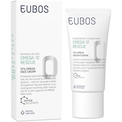 EUBOS 12% OMEGA CREMA FACIAL DE OMEGA-12 RESCUE: cuidado facial nutritivo y calmante Para pieles secas, sensibles y propensas a los eccemas Vegana 50ml EUBOS 12% OMEGA CREMA FACIAL DE OMEGA-12 RESCUE: cuidado facial nutritivo y calmante Para pieles secas, sensibles y propensas a los eccemas Vegana 50ml