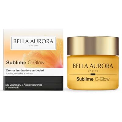 BELLA AURORA Sublime C-Glow Crema Iluminadora Antiedad 50 ml Crema día y noche · Ilumina, hidrata y revitaliza · 5% Vitamina C estabilizada y Ácido Hialurónico BELLA AURORA Sublime C-Glow Crema Iluminadora Antiedad 50 ml Crema día y noche · Ilumina, hidrata y revitaliza · 5% Vitamina C estabilizada y Ácido Hialurónico