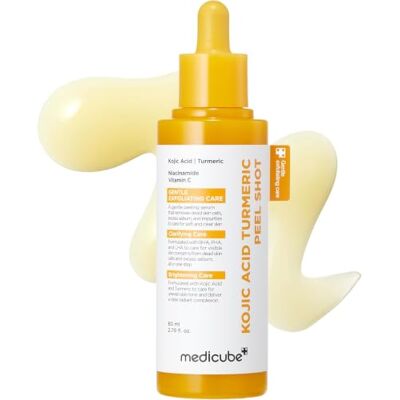 medicube Peel Shot with Kojic Acid Turmeric Reset In One Step, Sérum Exfoliante Suave con BHA, LHA y PHA para Células Muertas, Puntos Negros y Exceso de Sebo, 80 ml medicube Peel Shot with Kojic Acid Turmeric Reset In One Step, Sérum Exfoliante Suave con BHA, LHA y PHA para Células Muertas, Puntos Negros y Exceso de Sebo, 80 ml