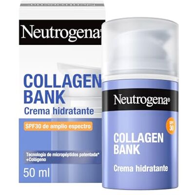 Listerine Neutrogena Collagen Bank Crema hidratante facial SPF30 (1 x 50 ml), crema solar anti-edad que preserva el colágeno, para una piel más tersa, apta para rostro y cuello Listerine Neutrogena Collagen Bank Crema hidratante facial SPF30 (1 x 50 ml), crema solar anti-edad que preserva el colágeno, para una piel más tersa, apta para rostro y cuello