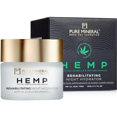 Pure Mineral Hidratante Nocturno Rehabilitador de Cáñamo Minerales del Mar Muerto, Aceite de Cáñamo, Hidratación Profunda, Luminosidad Sin siliconas, sulfatos, parabenos 50ml Pure Mineral Hidratante Nocturno Rehabilitador de Cáñamo Minerales del Mar Muerto, Aceite de Cáñamo, Hidratación Profunda, Luminosidad Sin siliconas, sulfatos, parabenos 50ml