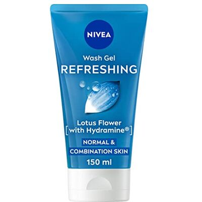NIVEA Gel de lavado refrescante (150 ml), gel de lavado facial con flor de loto e hidramina, limpia y elimina profundamente las impurezas, fórmula refrescante para el cuidado de la piel, paquete de 6 NIVEA Gel de lavado refrescante (150 ml), gel de lavado facial con flor de loto e hidramina, limpia y elimina profundamente las impurezas, fórmula refrescante para el cuidado de la piel, paquete de 6