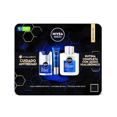 NIVEA MEN Pack Rutina Antiedad Hyaluron Crema de Día Antiedad SPF15 50ml + Cortorno de Ojos Hyaluron 15 ml + Bálsamo After Shave Antiedad 100ml Pack Antiedad NIVEA MEN Pack Rutina Antiedad Hyaluron Crema de Día Antiedad SPF15 50ml + Cortorno de Ojos Hyaluron 15 ml + Bálsamo After Shave Antiedad 100ml Pack Antiedad