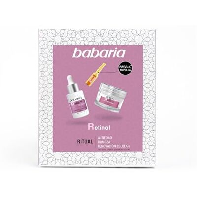 Babaria -Set Regalo Mujer-Pack Facial Retinol-Compuesto por 1 Serum Retinol 30Ml, 1 Crema Facial Retinol 50Ml y 1 Ampolla Flash Facial Retinol 2Ml Babaria -Set Regalo Mujer-Pack Facial Retinol-Compuesto por 1 Serum Retinol 30Ml, 1 Crema Facial Retinol 50Ml y 1 Ampolla Flash Facial Retinol 2Ml