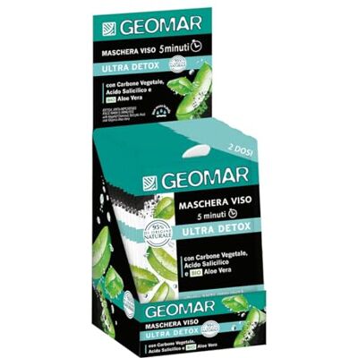 Geomar Mascarilla Facial Ultra Detox, Efecto Desintoxicante y Antipolución, 5 minutos, 95% de Origen Natural, Dermatológicamente Probada, Made in Italy, 24 Paquetes x 2 (7,5 ml cada uno) Geomar Mascarilla Facial Ultra Detox, Efecto Desintoxicante y Antipolución, 5 minutos, 95% de Origen Natural, Dermatológicamente Probada, Made in Italy, 24 Paquetes x 2 (7,5 ml cada uno)