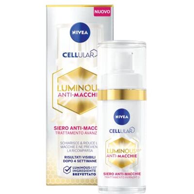 NIVEA Cellular Luminous630 Sérum facial antimanchas avanzado de 30 ml, sérum facial antimanchas para una piel uniforme, sérum facial ácido hialurónico y Luminous630 contra las manchas cutáneas NIVEA Cellular Luminous630 Sérum facial antimanchas avanzado de 30 ml, sérum facial antimanchas para una piel uniforme, sérum facial ácido hialurónico y Luminous630 contra las manchas cutáneas