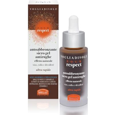 Helan , Vogliadisole Respect Sérum facial autobronceador antiarrugas con ácido hialurónico, vitamina E, inositol y árbol casto. Bronceador natural y luminoso para pieles delicadas, 30 ml Helan , Vogliadisole Respect Sérum facial autobronceador antiarrugas con ácido hialurónico, vitamina E, inositol y árbol casto. Bronceador natural y luminoso para pieles delicadas, 30 ml
