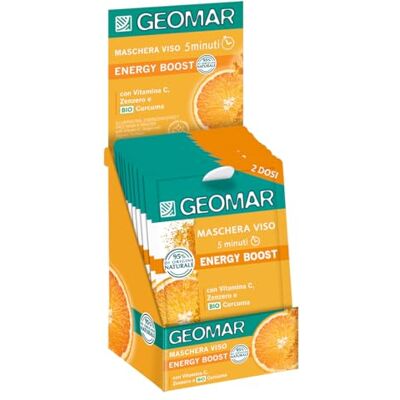 Geomar Mascarilla Facial Energy Boost, Efecto Iluminador y Energizante, 5 minutos, 95% de Origen Natural, Dermatológicamente Testada, Made in Italy, 24 Paquetes x 2 (7,5 ml cada una) Geomar Mascarilla Facial Energy Boost, Efecto Iluminador y Energizante, 5 minutos, 95% de Origen Natural, Dermatológicamente Testada, Made in Italy, 24 Paquetes x 2 (7,5 ml cada una)