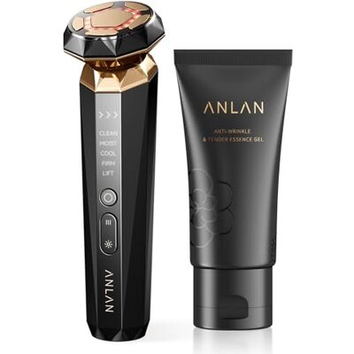 ANLAN 5 en 1 multipolar Aparato Radiofrecuencia Facial con Crema Reafirmante, Masajeador facial eléctrico, Realce de la línea de la mandíbula, EMS V Face Beauty, antienvejecimiento y antiarrugas ANLAN 5 en 1 multipolar Aparato Radiofrecuencia Facial con Crema Reafirmante, Masajeador facial eléctrico, Realce de la línea de la mandíbula, EMS V Face Beauty, antienvejecimiento y antiarrugas