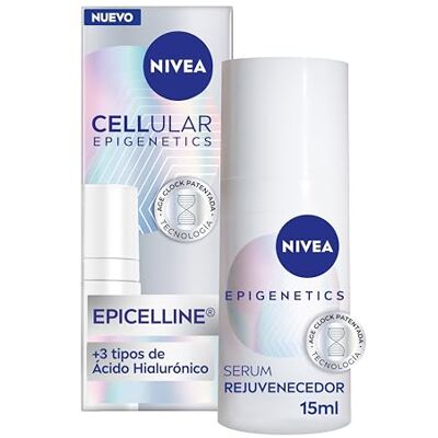 NIVEA Cellular Epigenetics Serum Rejuvenecedor con Epicelline Cuidado Facial Antiedad Con 3 Tipos de Ácido Hialurónico Revierte la Edad de la Piel Todo Tipo de Pieles Formato Viaje 15 ml NIVEA Cellular Epigenetics Serum Rejuvenecedor con Epicelline Cuidado Facial Antiedad Con 3 Tipos de Ácido Hialurónico Revierte la Edad de la Piel Todo Tipo de Pieles Formato Viaje 15 ml