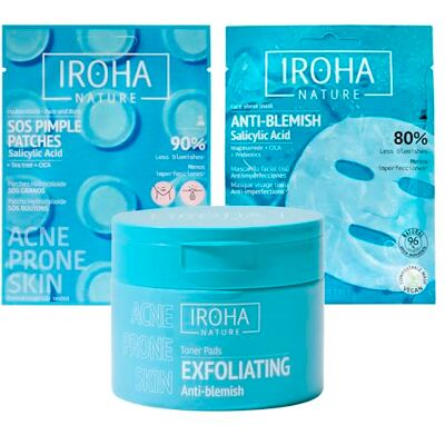 IROHA NATURE Pack Antiimperfecciones Cosmética Coreana con Ácido Salicílico Mascarilla, Discos Tónico y Parches SOS Control Grasa Set Profesional IROHA NATURE Pack Antiimperfecciones Cosmética Coreana con Ácido Salicílico Mascarilla, Discos Tónico y Parches SOS Control Grasa Set Profesional