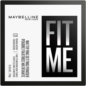 MAYBELLINE New York, Polvos Fijadores, Para Pieles Normales a Grasas, Efecto Mate 16H, Acabado Luminoso, Fit Me, Tono: 01 Translucent MAYBELLINE New York, Polvos Fijadores, Para Pieles Normales a Grasas, Efecto Mate 16H, Acabado Luminoso, Fit Me, Tono: 01 Translucent