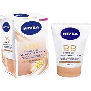 NIVEA Crema BB Essentials de 24 horas de hidratación y luminosidad, humectante facial de tono claro, cuidado de día SPF 15, 50 ml, 1 unidad NIVEA Crema BB Essentials de 24 horas de hidratación y luminosidad, humectante facial de tono claro, cuidado de día SPF 15, 50 ml, 1 unidad