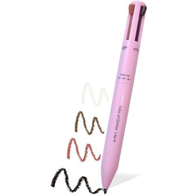 iLamvie Lápiz de maquillaje 4 en 1: delineador de ojos, lápiz de cejas, delineador de labios, resaltador, todo en uno, resistente al agua, para los ojos, 4 colores duraderos (rosa) iLamvie Lápiz de maquillaje 4 en 1: delineador de ojos, lápiz de cejas, delineador de labios, resaltador, todo en uno, resistente al agua, para los ojos, 4 colores duraderos (rosa)